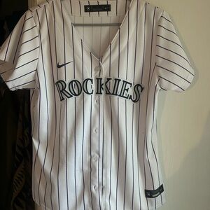 Nike Rockies White Pinstripe Jersey
